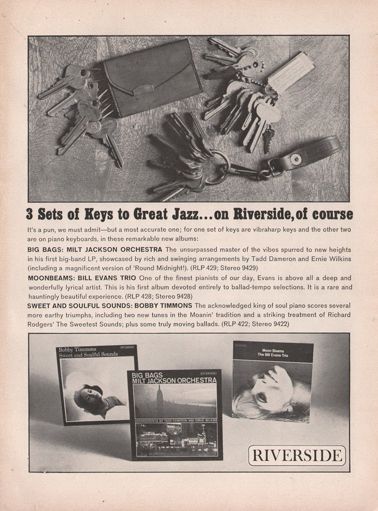 1961 Bill Evans Milt Jackson Bobby Timmons Riverside Records LP Promo Print Ad