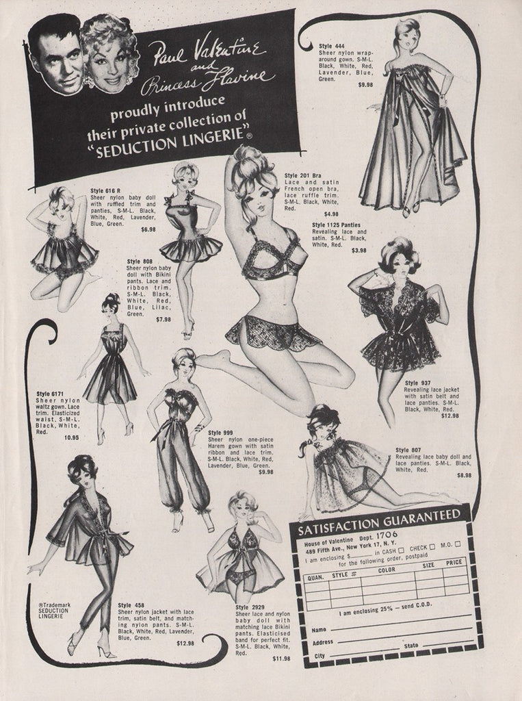 1969 House Of Valentine Women's Lingerie Clothing Print Ad