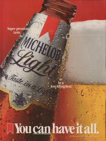 1985 Vintage MICHELOB Classic Light Beer Breweriana Print Ad