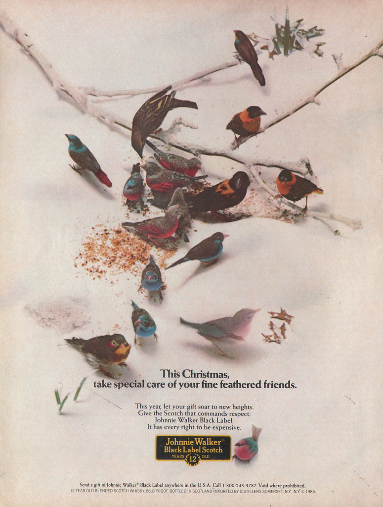 1985 Vintage JOHNNIE WALKER Black Label Scotch Whiskey Distillery Print Ad
