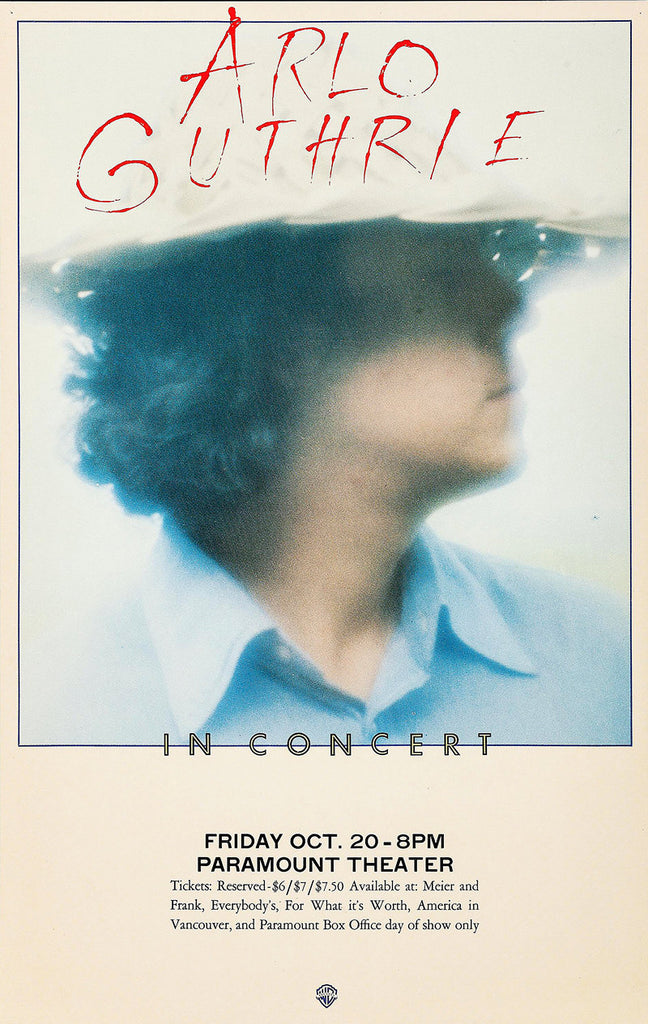 1968 Arlo Guthrie Paramount Theater 13 x 17 Inch Reproduction Concert Memorabilia Poster