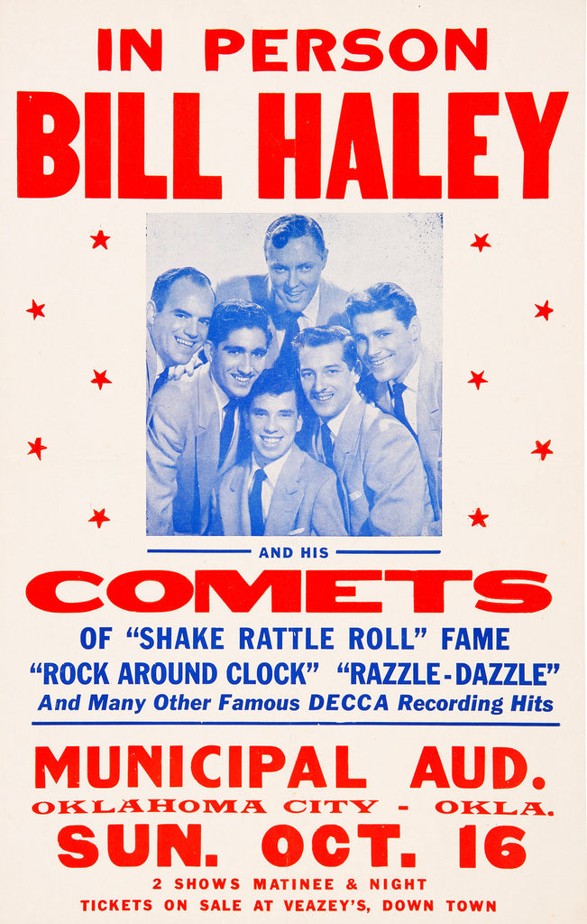 1955 Bill Haley & His Comets Oklahoma City OK 13 x 17 Inch Reproduction Concert Memorabilia Poster