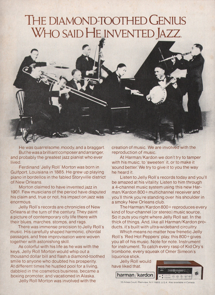 1974 Vintage HARMAN-KARDON 800 4-Channel Quad Receiver Jellyroll Morton Print Ad