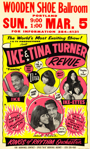 1967 Ike & Tina Turner Revue Portland OR 13 x 17 Inch Reproduction Concert Memorabilia Poster