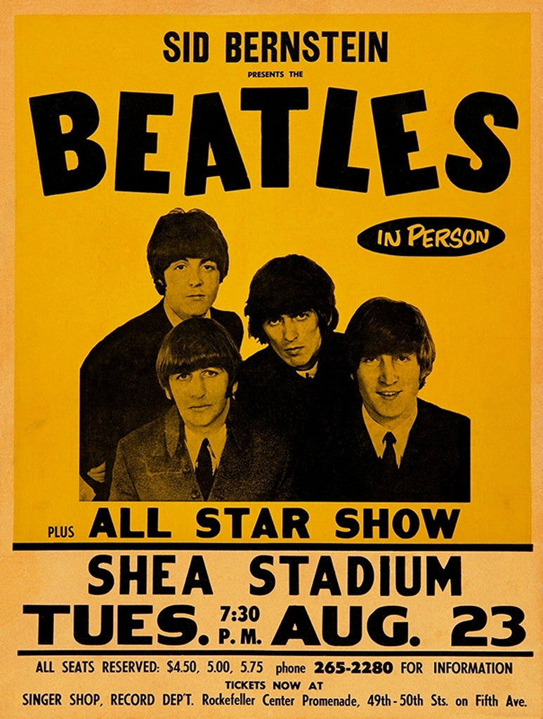 1966 Beatles Shea Stadium 13 x 17 Inch Reproduction Concert Memorabilia Poster