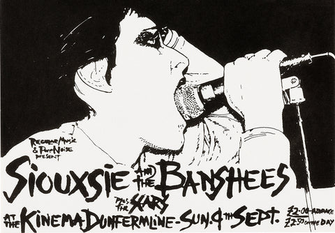 1979 Siouxsie & The Banshees Dunfermline Germany 13 x 17 Inch Reproduction Concert Memorabilia Poster