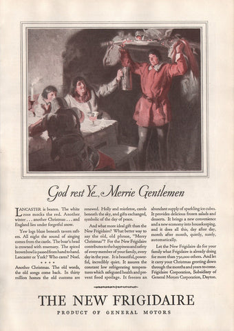 1928 Vintage Frigidaire God Rest Ye Gentlemen Refrigerator Print Ad