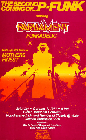 1977 Parliament / Funkadelic Shreveport LA 13 x 17 Inch Reproduction Concert Memorabilia Poster