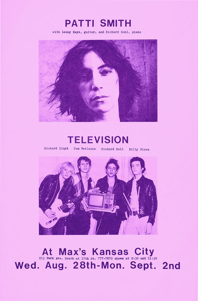 1974 Patti Smith & Television Tom Verlaine Richard Hell Max's Kansas City 13 x 17 Inch Reproduction Concert Memorabilia Poster