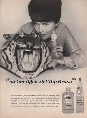 1965 Vintage REVLON Top Brass Men's Medicated Hair Care Health & Beauty Print Ad
