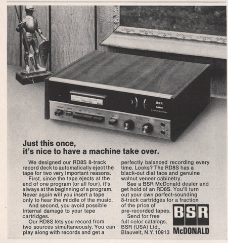 1971 Vintage BSR McDONALD RD8S 8-Track Record Deck Hi-Fi Equipment Print Ad