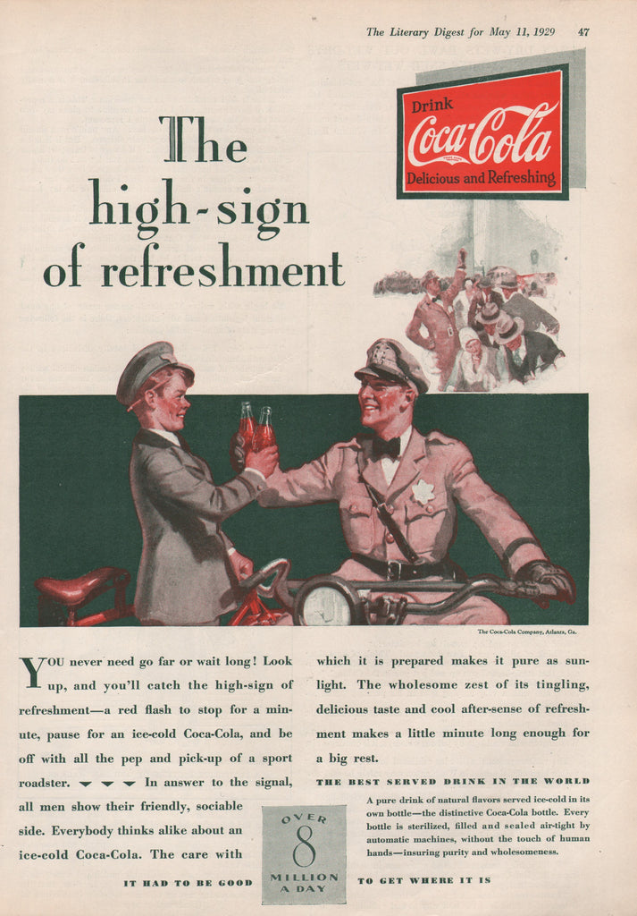 1929 Vintage Coca-Cola Officer & Messenger Beverage Soda Print Ad