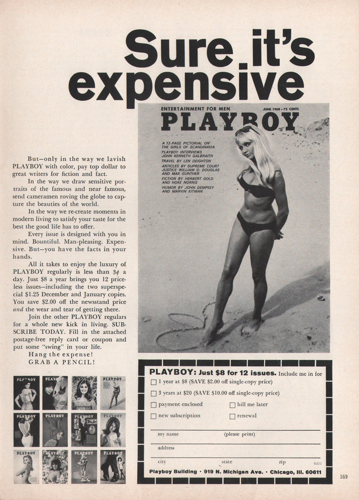 1968 Vintage PLAYBOY Subscription Print Ad