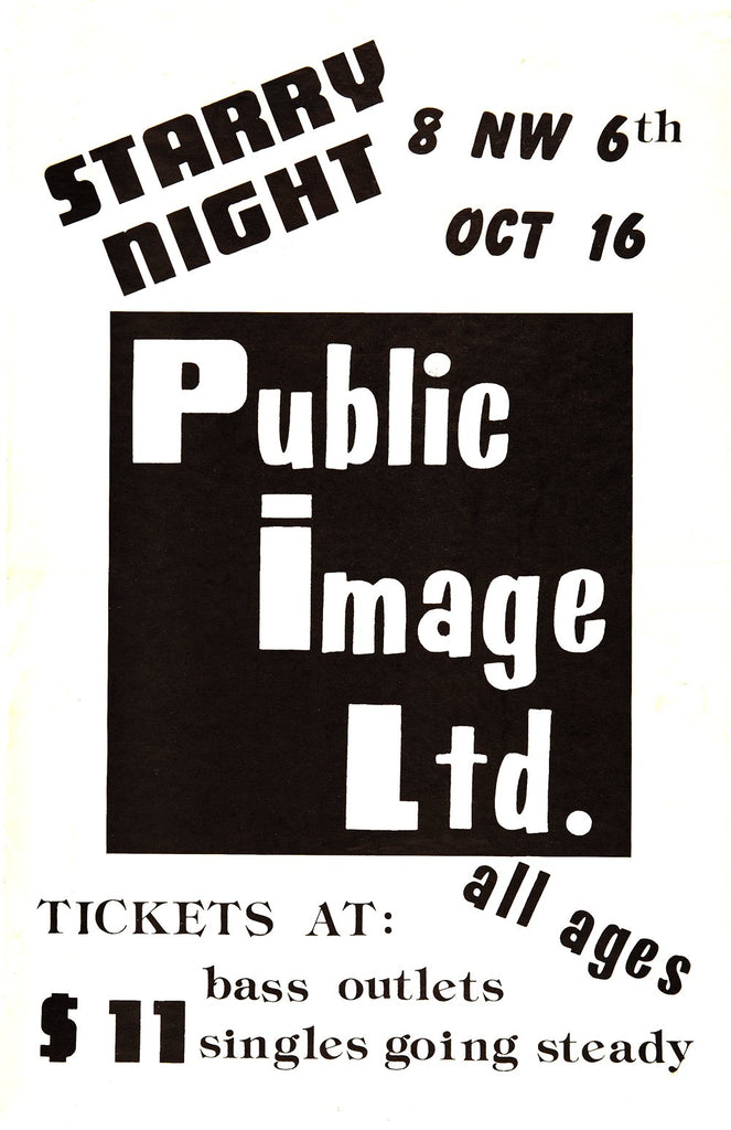1986 PiL Starry Night 13 x 17 Inch Reproduction Concert Memorabilia Poster