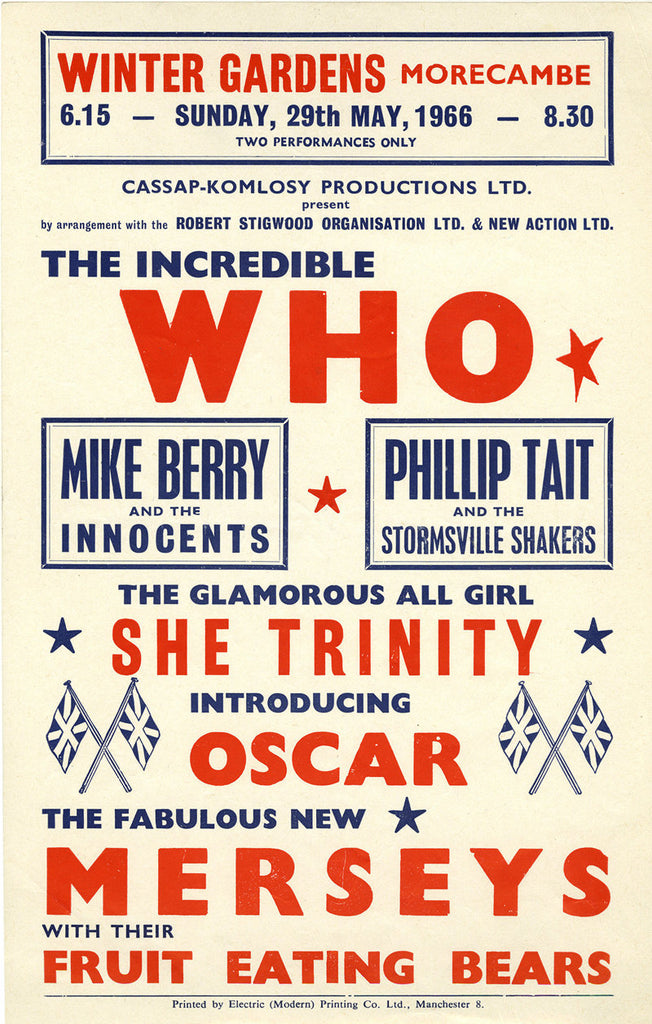 1966 Who Winter Gardens UK 13 x 17 Inch Reproduction Concert Memorabilia Poster