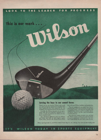 1945 Wilson Driver Club & Ball Golfing Accessories Sports Print Ad