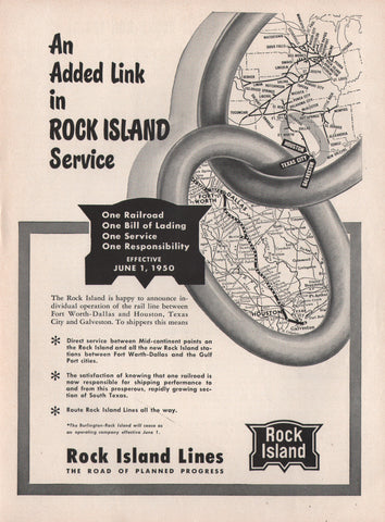 1950 Vintage ROCK ISLAND LINES Railroad Transportation Print Ad