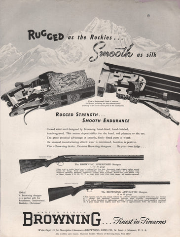 1952 Browning Superposed & Automatic Shotgun Sporting Hunting Print Ad