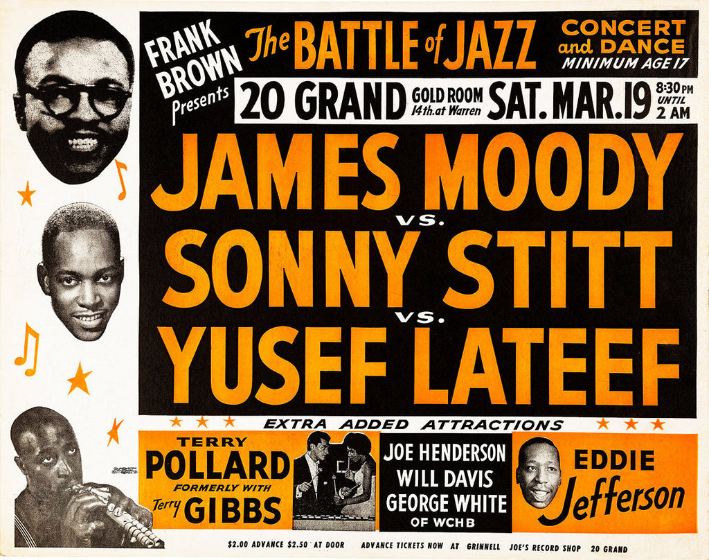 1955 Jazz Concert James Moody, Sonny Stitt & Yusef Lateef 12 x 16 Reproduction Concert Memorabilia Poster