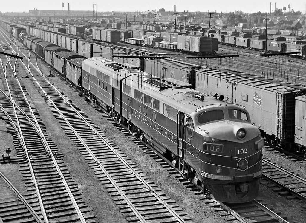 1956 B&O Railroad Locomotive #102 Columbus OH 13 x 19 Reproduction Railroad Poster