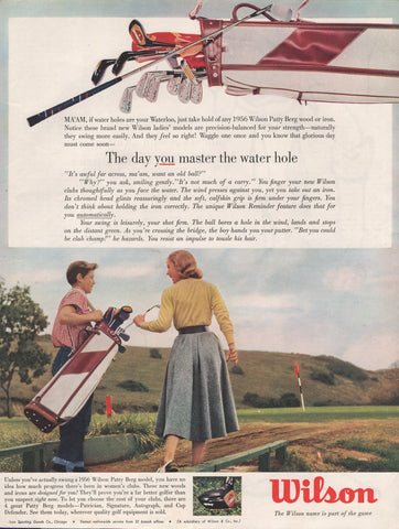 1956 Wilson Patty Berg Model Golf Clubs Bag Golfing Accessories Sports Print Ad