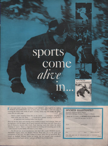 1959 SPORTS ILLUSTRATED Magazine Come Alive Subscription Print Ads