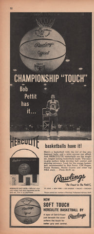 1960 Bob Pettit Rawlings Herculite Basketball Sporting Goods Print Ad