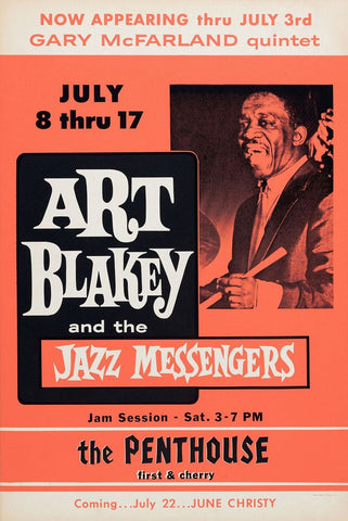 1961 Art Blakey & The Jazz Messengers Penthouse 13 x 17 Inch Reproduction Concert Memorabilia Poster