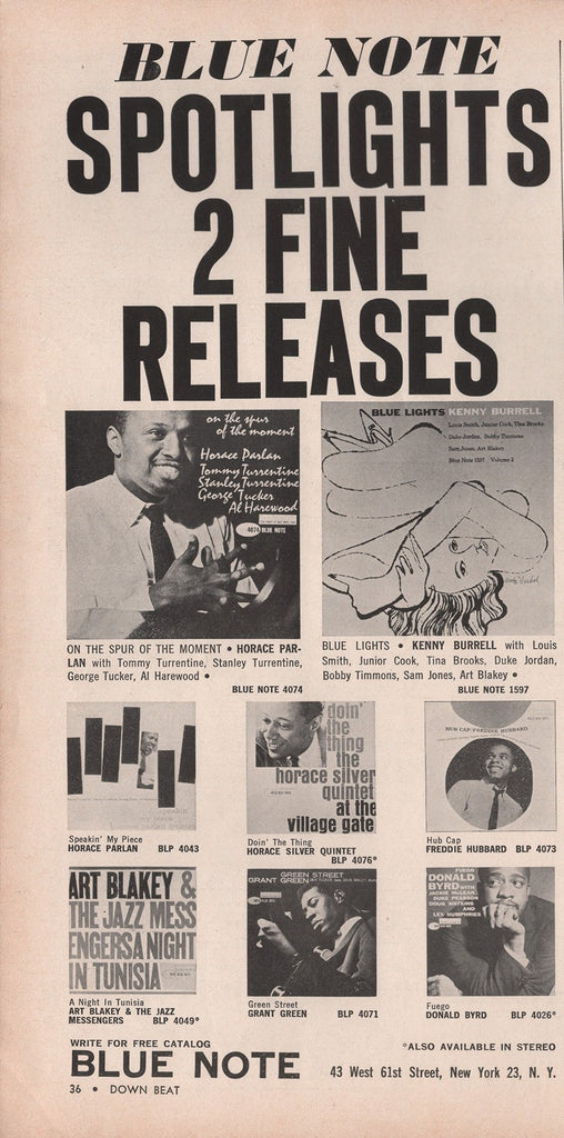 1961 Vintage Blue Note Records Green Burrell Byrd Hubbard Blakey Promo Print Ad