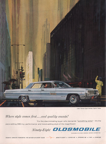 1962 Vintage OLDSMOBILE Ninety-Eight Holiday Sports Sedan Car Print Ad