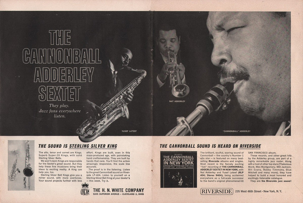 1962 Cannonball Adderley Sextet Riverside LP Promo Instrument Foldout Print Ad