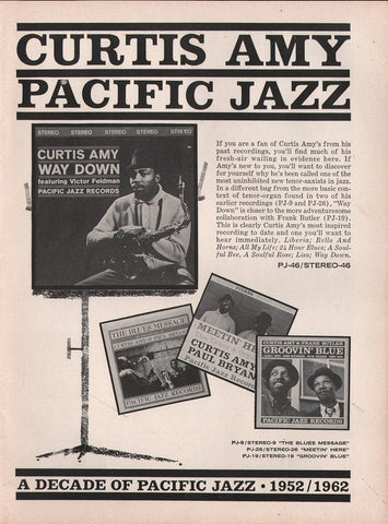 1962 Curtis Amy Way Down Pacific Jazz Records LP Promo Print Ad