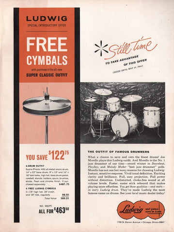 1964 Ludwig Drums Musical Instrument Promo Print Ad