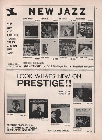 1961 New Jazz Prestige & Blue Note Records LP Promo Back to Back Print Ad
