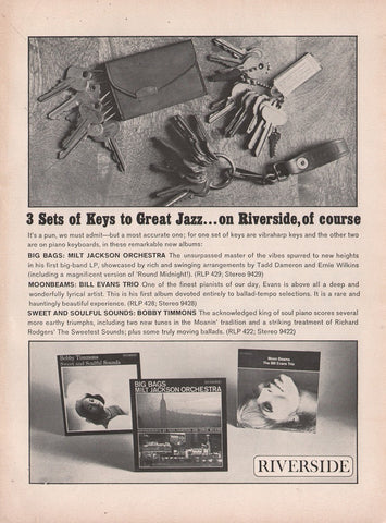 1961 Bill Evans Milt Jackson Bobby Timmons Riverside Records LP Promo Print Ad
