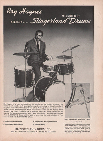 1962 Drummer Roy Haynes In Slingerland Musical Instrument Print Ad
