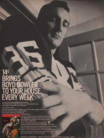 1967 SPORTS ILLUSTRATED Magazine Boyd Dowler Football Subscription Print Ads