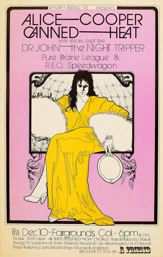 1971 Alice Cooper Indianapolis IN 13 x 17 Inch Reproduction Concert Memorabilia Poster