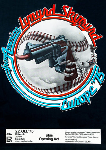 1975 Lynyrd Skynyrd Europe '75 Tour Frankfurt Germany 13 x 17 Inch Reproduction Concert Memorabilia Poster
