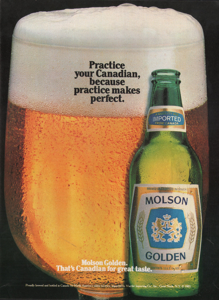 1983 Vintage MOLSON GOLDEN Canadian Beer Breweriana Print Ad