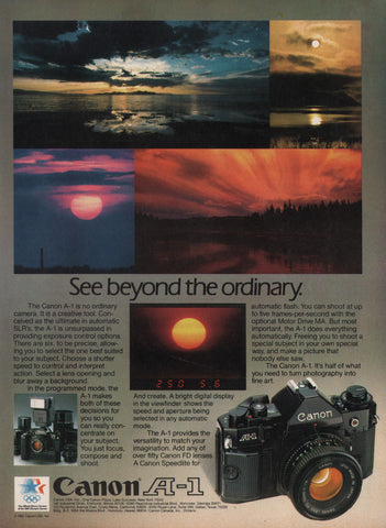 1983 Vintage CANON A-1 35/50mm Camera & Lens Accessories Print Ad