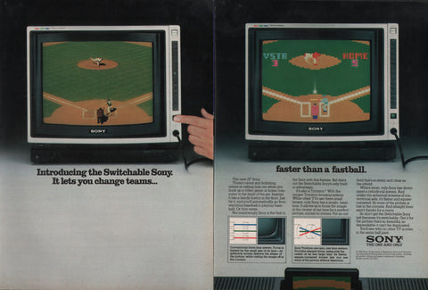 1983 Vintage 2-Pg SONY 13" TV Video Game Switch Gaming Print Ad