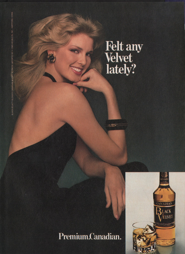 1985 Vintage BLACK VELVET Canadian Whiskey Distillery Print Ad