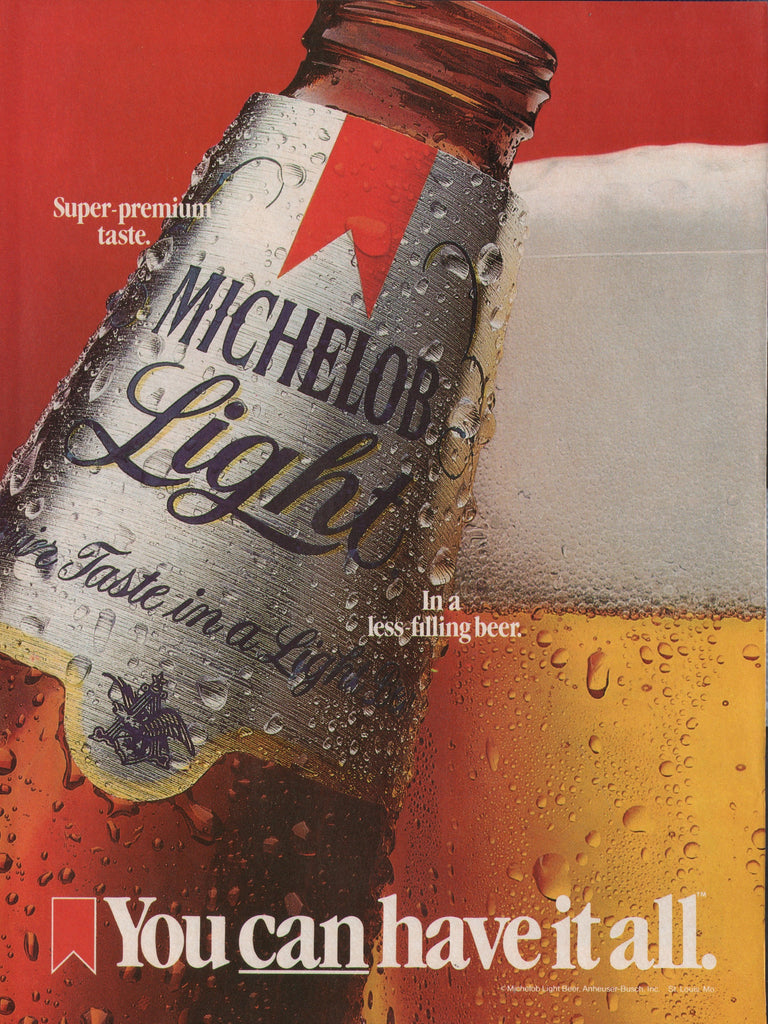 1985 Vintage MICHELOB Classic Light Beer Breweriana Print Ad