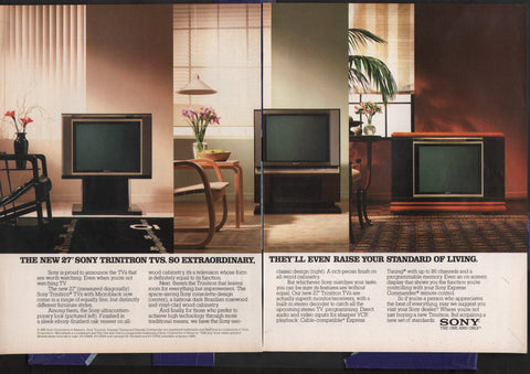 1985 Vintage 2-Pg SONY 27" Trinitron TV Television Print Ad