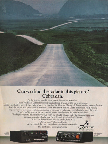 1986 Vintage COBRA Trapshooter Pro II Radar Detector Car Accessories Print Ad