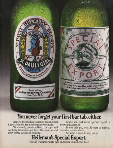 1986 Vintage ST. PAULI GIRL & HEILEMAN'S Special Export Beer Breweriana Print Ad