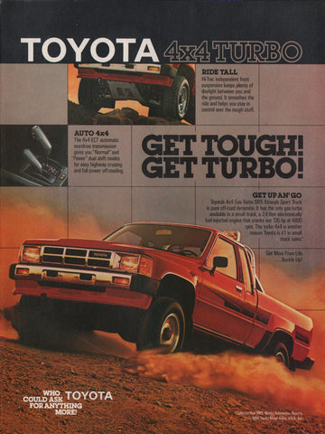 1986 Vintage TOYOTA 4x4 Gas Turbo SR5 Asian Xtracab Sport Truck Print Ad