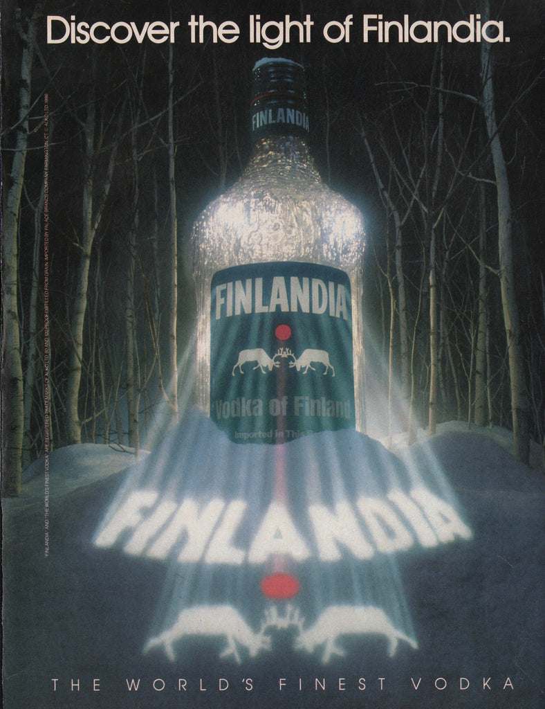 1986 Vintage Seagram's FINLANDIA Vodka From Finland Distillery Print Ad
