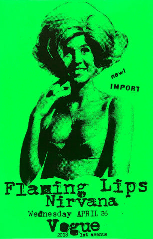 1989 Flaming Lips & Nirvana Vogue 13 x 17 Inch Reproduction Concert Memorabilia Poster